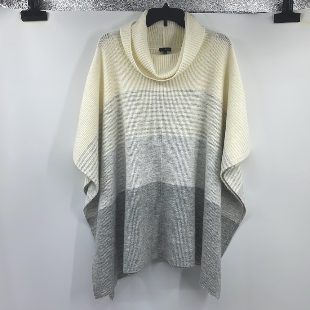 NWT Talbots Striped Turtleneck Sweater Oversized Knit Poncho Size XS Small